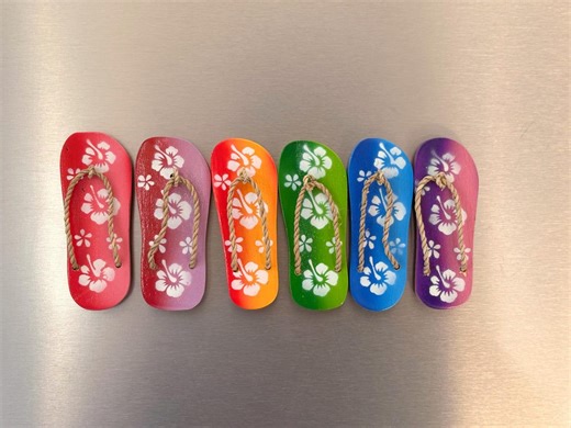 Hawaiian Wooden Flip Flop Slipper Plumeria Flower Fridge Magnet Souvenir (QTY 2) - Etsy