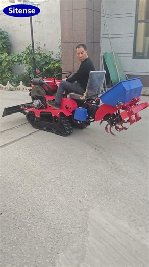 35HP Micro Crawler Tractor with Small Trencher #rotarytiller #tractor #minitractor #cultivator #farm