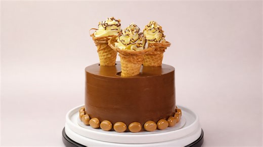 Caramel ice cream cone cake