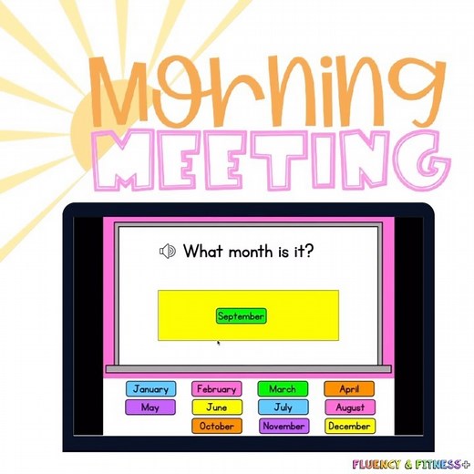 This morning meeting task card game is great to use as a whole group or have your kids do independently. #fluencyandfitnessplus #taskcards #morningmeeting #kindergarten #firstgrade #secondgrade #teachingideas | Fluency & Fitness