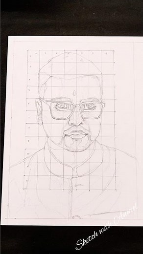 How To Draw Proper Portrait To Grid Method✌️ 😎✌️🎉✍️🙆😱#shorts #sketch #artist #viral #art #ytshorts