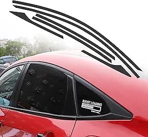 TOMALL Car Window Edge Vinyl Stickers Compatible with Honda 10th Civic 2016 2017 2018 2019 2020 2021 Auto Window Cover Strip Trim Accessories (Carbon Fiber)
