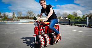 Video: Self-balancing omnidirectional motorcycle spins, slides and glides