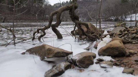 Jumbo slabs congregate beneath massive Arkansas River spillway structure