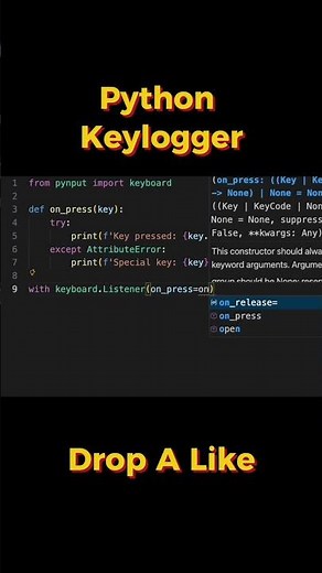 This Is How a Keylogger Works in Python #coding #python #programming #code #vscode