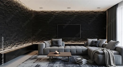 Dark Living Room Interior