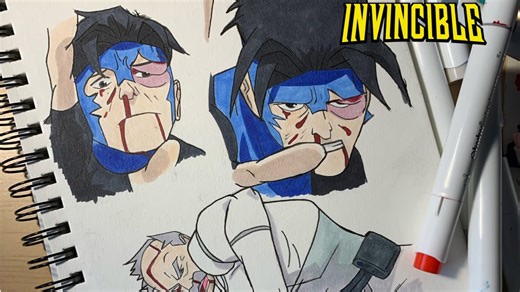 Drawing Invincible vs Conquest: Epic battle art