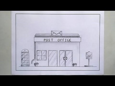 Post Office Drawing || How to Draw Post Office Simpale and Easy || Pencil Drawing