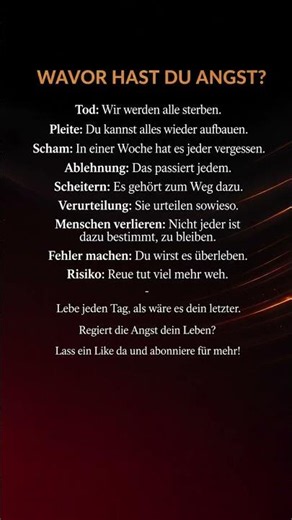Wovor hast du WIRKLICH Angst? Lies das bis zum Ende.
