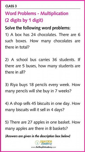 📋 Multiplication - Word Problems (2 by 1 Digits) | Maths Worksheet with Answers 🧑🏻‍🏫 | Class 3
