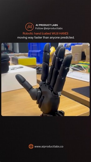 AI Product Labs on Instagram: "The Wuji Hand is a high-dexterity robotic hand developed by a Chinese research team, designed for fast, precise, human-like manipulation. What stands out isn’t just control accuracy—but speed with sustained operation, enabled by compact actuators and efficient thermal design. Hands like this shift AI from software to real-world execution. Faster manipulation means higher throughput in manufacturing, safer human-robot collaboration, better teleoperation, and more ca
