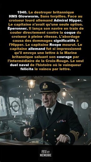 Le capitaine du navire qui percuta le croiseur allemand reçut une lettre d'éloge de son ennemi