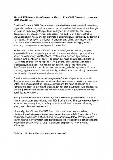 Unlock Efficiency: KareConnect’s End-to-End CRM Demo for Seamless NDIS Workflows