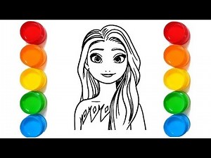 How to Draw Elsa from Frozen | Frozen Coloring Pages | Disney Princess Drawing Step by Step | Elsa
