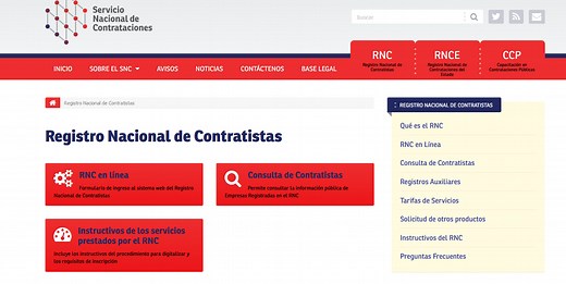 RNC EN LÍNEA: REGISTRO NACIONAL DE CONTRATISTAS