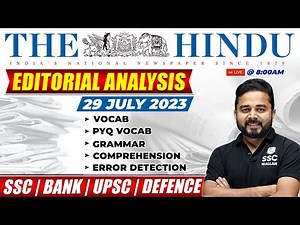 THE HINDU ANALYSIS || 29 JULY THE HINDU EDITORIAL ANALYSIS || EDITORIAL ANALYSIS BY SANDEEP SIR PW