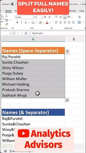 Mastering Text to Columns in Excel: Split Full Names easily #shorts
