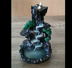 Incense Burner Backflow Incense Holder, Incense Waterfall Trippy Mountain River Handicraft Incense Fountain with 100 Backflow Incense Cones Aromatherapy Ornamental for Home Office Yoga