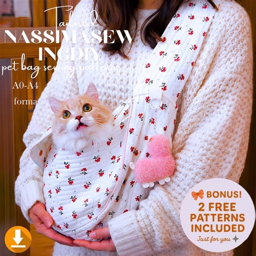 Pet Sling Sewing Pattern PDF: Crossbody Cat & Small Dog Carrier - Etsy Canada