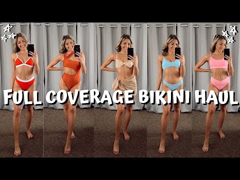 HUGE "FULL COVERAGE" BIKINI HAUL 2021 // testing 30 family friendly suits under $15
