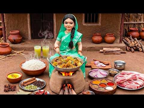 Miniature Doll Cooks Lamb Biryani & Fresh Sugarcane Juice ASMR Indian Village Tiny Kitchen Story