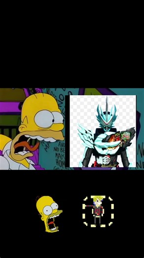 Homer Simpson got scared from kamen rider saber primitive dragon form
