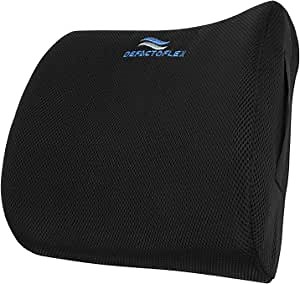 Memory Foam Lumbar Support Pillow - Back Cushion for Office Chair and Car Seat with 3D Mesh Fabric Cover