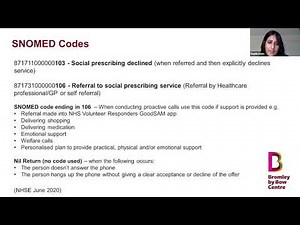 How to record Social prescribing SNOMED codes