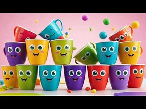 Nine Little Toy Cups Stack Stack Stack | Building Blocks & Counting Song for Kids