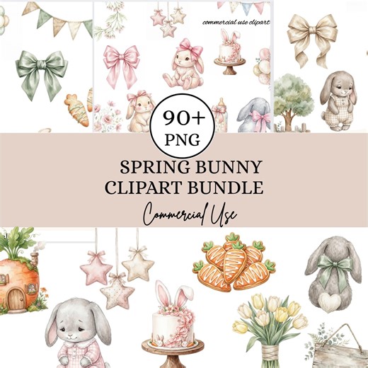 Watercolor Bunny Clipart, Spring Bunny PNG, Bunny Clipart Bundle, Easter Clipart for Cards, Scrapbooking, Sublimation, Stickers & DIY Crafts - Etsy