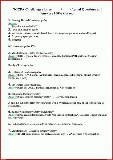 Nccpa Cardiology Latest Actual Questions And Answers 100 Cor video