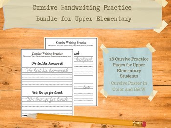 Cursive Handwriting Practice Handouts, School and Fall Themed