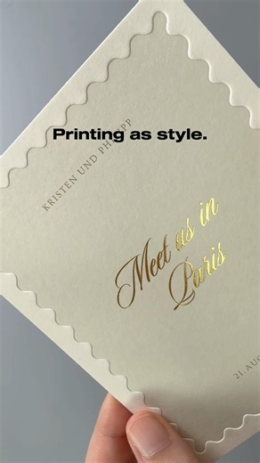 Luxury Wedding Invitation with Gold Foil & Scalloped Edge