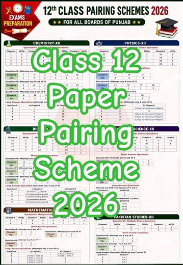 12th Class Pairing Scheme 2026 | Class 12 Paper Scheme 2026 All Subjects Punjab Board