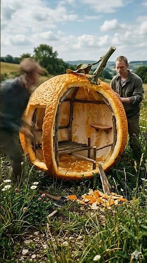 Giant Orange Survival Bushcraft Shelter Build | Full Timelapse