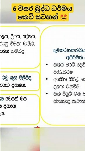 6 වසර බුද්ධ ධර්මය කෙටි සටහන් 💓🐱 budda darmaya keti satahan