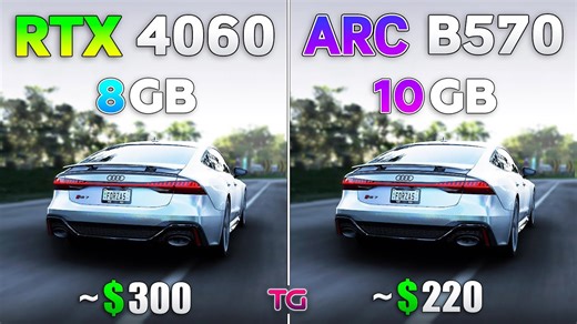 ARC B570 10GB vs RTX 4060 8GB - Test in 10 games