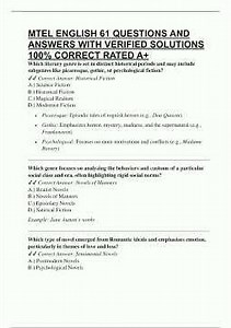 MTEL ENGLISH 61 QUESTIONS AND ANSWERS WITH VERIFIED SOLUTIONS 100 CORRECT RATED A