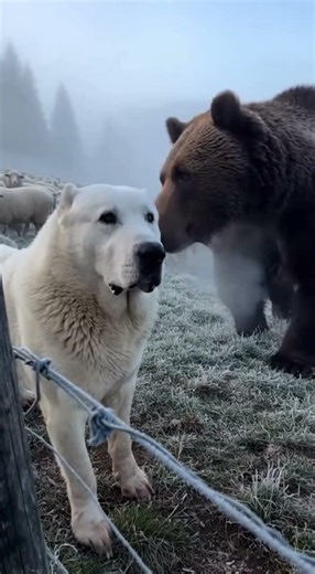 Giant Alabai Meets a Grizzly! 🐻🐺 Incredible Moment! #Shorts