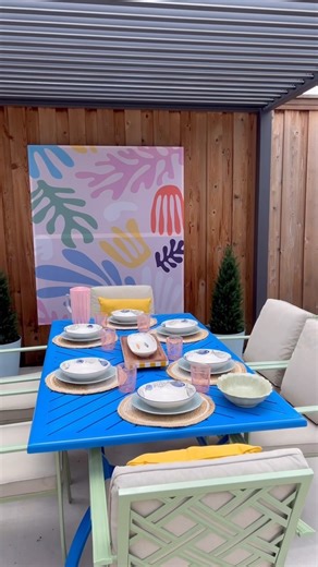 Patio Transformation 😱 nothing like taking an eyesore of a space and totally updating it for less than $250. I’m feeling like now that this is done, I need to tackle the rest of the backyard so I can enjoy pool time for the last little bit of summer! Who am I kidding, summer lasts until October in Texas 😅😜 comment “patio” and I will send you all the supplies I used for the project! Paint colors: Laurel Green Sail Blue #diy #outdoorliving #diyhomedecor | Perkins On Parkway