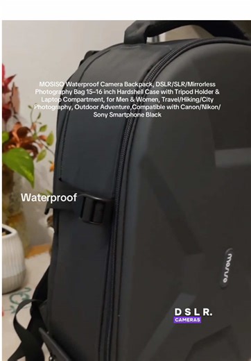 MOSISO Waterproof Camera Backpack, DSLR/SLR/Mirrorless Photography Bag 15–16 inch Hardshell Case with Tripod Holder & Laptop Compartment, for Men & Women, Travel/Hiking/City Photography, Outdoor Adventure,Compatible with Canon/Nikon/Sony Smartphone Black. Creator earns commission. #dslr #camera #backpack #photography #videography