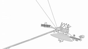 Voyager space probe, technical lines drawing, space.