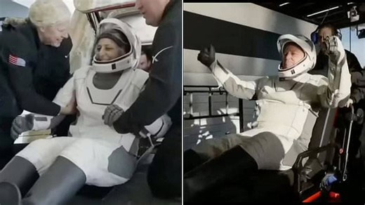 Floppy arm moment astronauts return to Earth sparks health fears