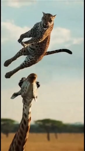 Giraffe Saves Her Baby from Cheetah 😳 #wildlife #funny #comedy