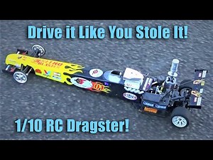 Crazy 1/10 NITRO BLASTER RC Dragster on Wet Roads! Drive It Like You Stole It!