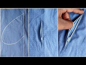how to sew zipper side pocket easy tutorial / shorts zippered side pockets stitching easy method /