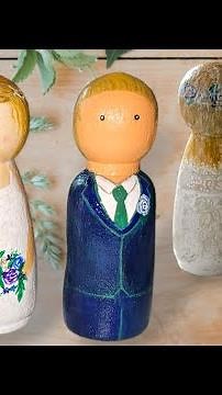 DIY Bride and groom peg dolls | Perfect wedding gift idea | art | couple wooden dolls | #video
