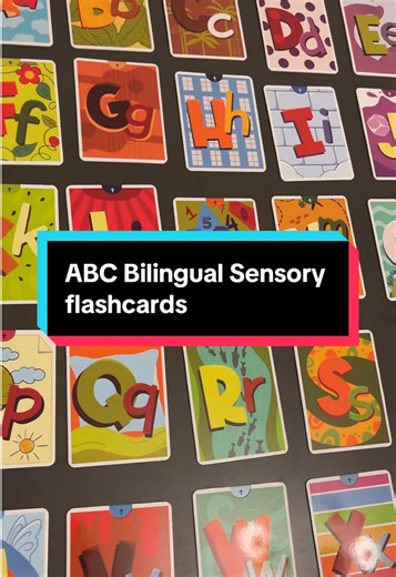 Help your kids learn the alphabet with abc sensory bilingual flash cards. Eye catching for the toddlers. #abcflashcards #bilingualflashcards #momswithtoddlers #moms