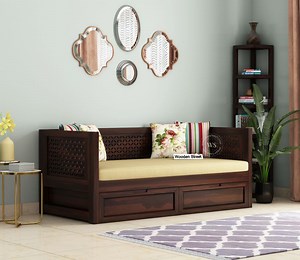 Buy Angelica Storage Divan With Mattress (Walnut Finish) @45% OFF Online | Wooden Street