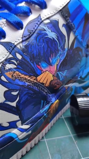 2.5M views · 80K reactions | If your sneakers ain’t leveling up, you’re using the wrong paint  Real leveling up starts with @freakamize (Disclaimer: Painting soles is only recommended for display shoes! ) These hand-painted Solo Leveling shoes showcase premium Angelus leather paints for a bold, durable finish. | Angelusdirect.com | Facebook